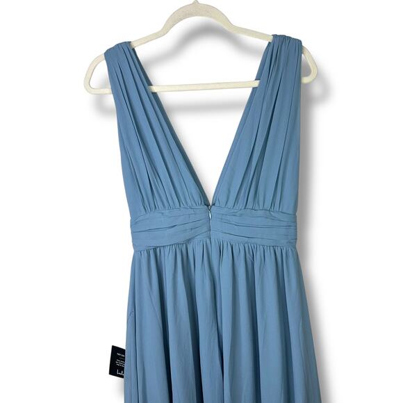 Lulus NWT Heavenly Hues Light Blue Plunging Chiffon Sleeveless Maxi Dress Small - Picture 8 of 10